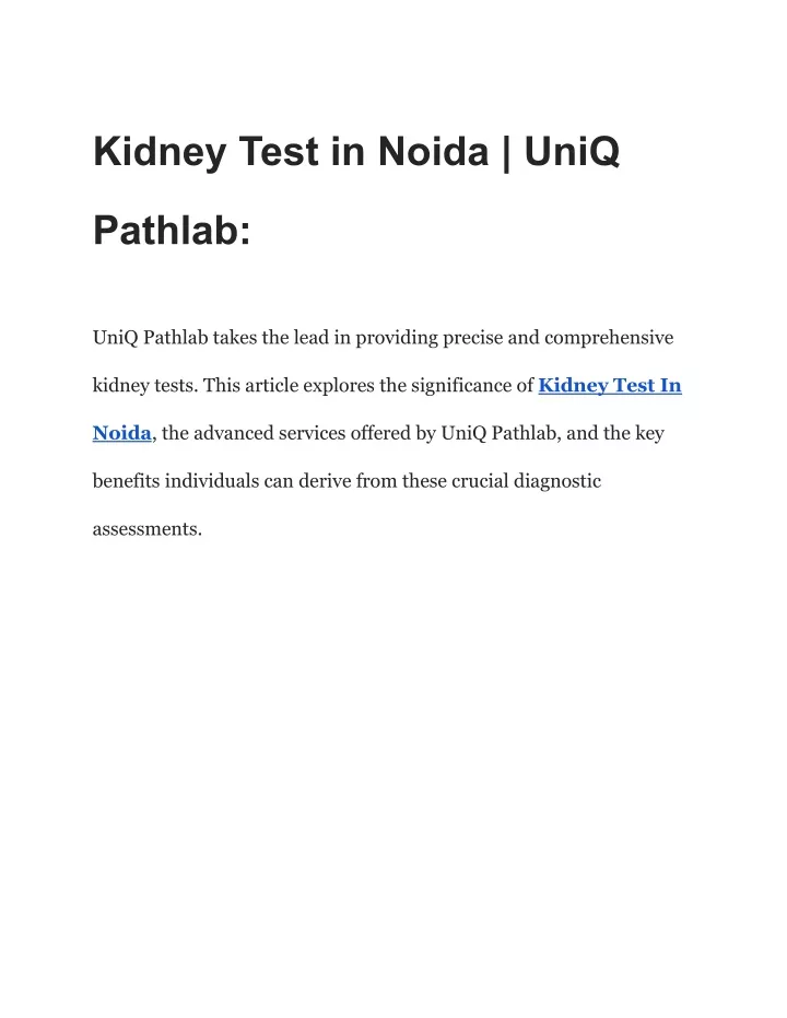 kidney test in noida uniq