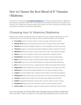 2023 - How to Choose the Best Blend of IV Vitamins Oklahoma