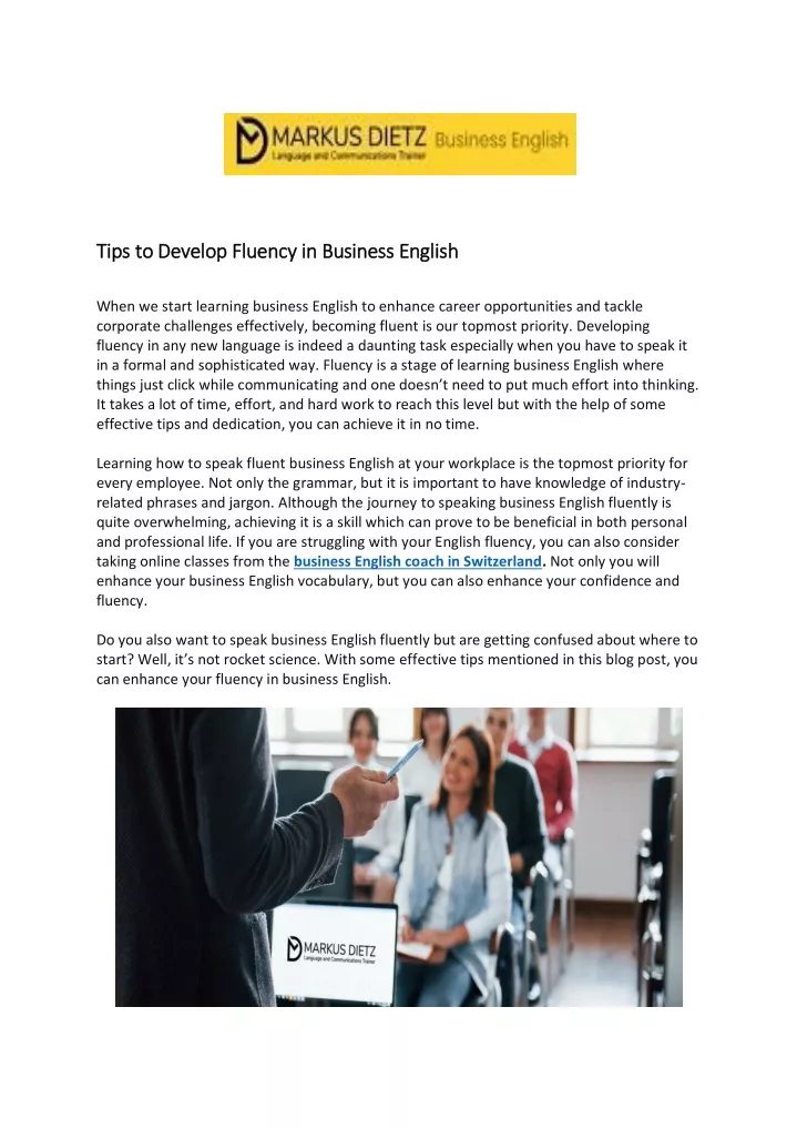 tips to develop fluency in business english tips