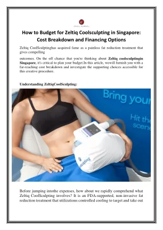 How to Budget for Zeltiq Coolsculpting in Singapore
