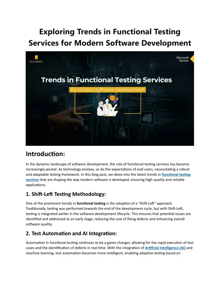 exploring trends in functional testing services