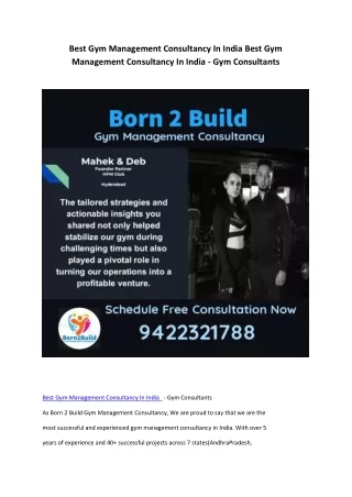 Best Gym Management Consultancy In India