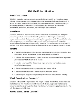 iso 13485 certification