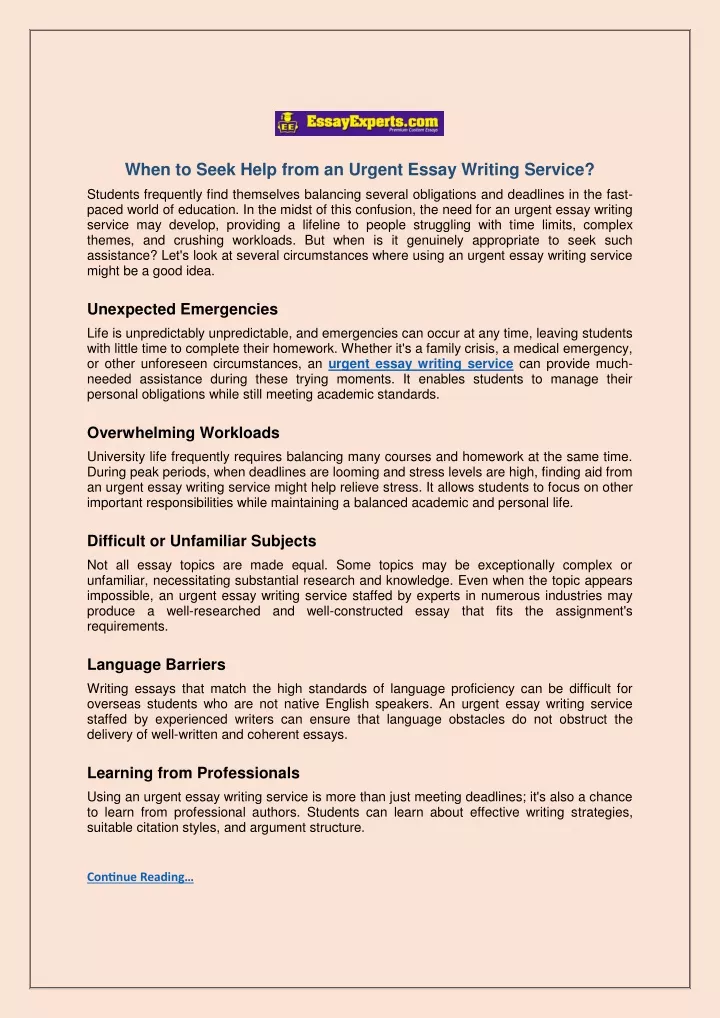 when to seek help from an urgent essay writing