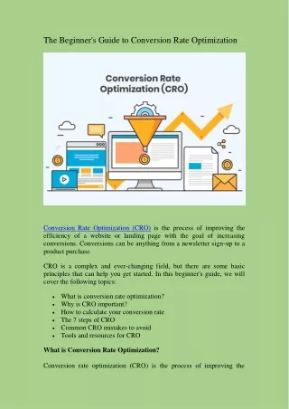 Beginner's Guide to Conversion Rate Optimization