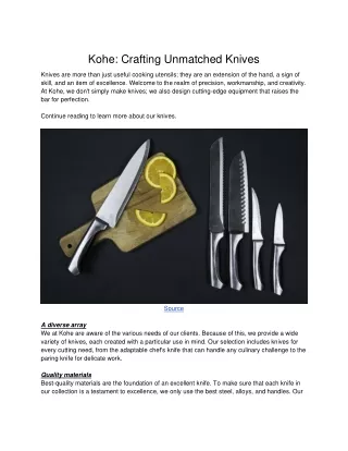 Kohe_ Crafting Unmatched Knives