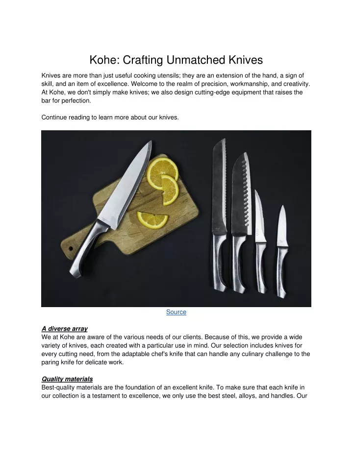 kohe crafting unmatched knives