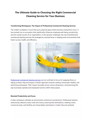 The Ultimate Guide to Choosing the Right Commercial Cleaning Service for Your Business