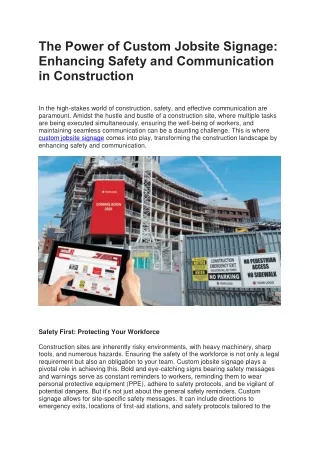 The Power of Custom Jobsite Signage Enhancing Safety and Communication in Construction