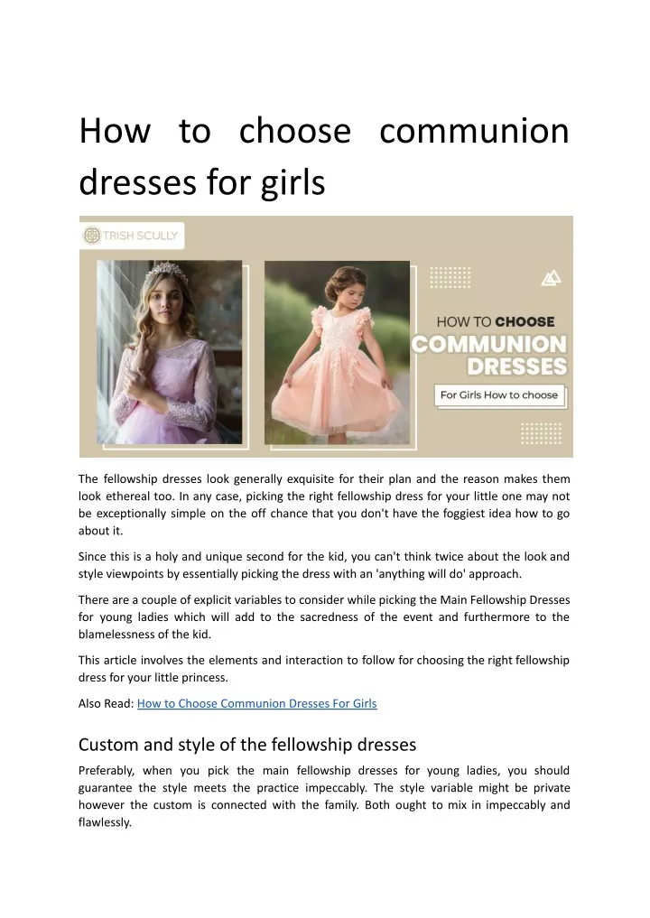 how to choose communion dresses for girls