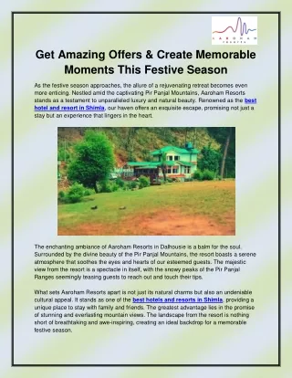 get amazing offers create memorable moments this