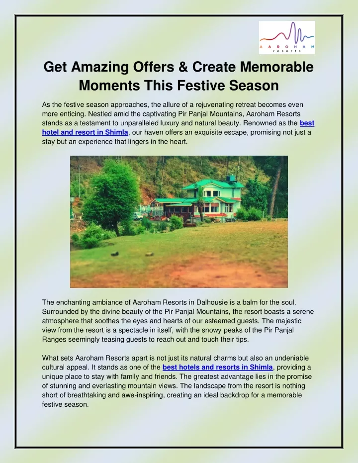 get amazing offers create memorable moments this
