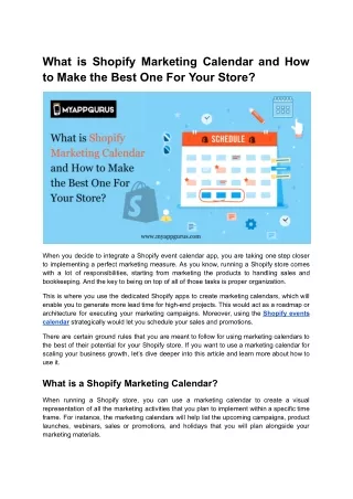 what is shopify marketing calendar