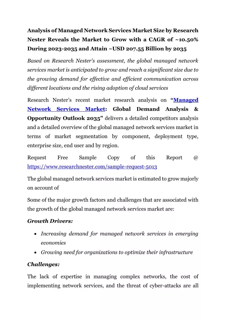 analysis of managed network services market size