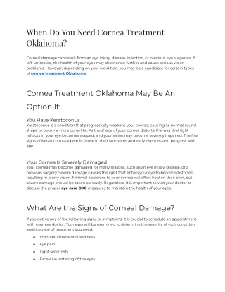 2023 - When Do You Need Cornea Treatment Oklahoma