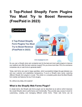 5 top picked shopify form plugins you must