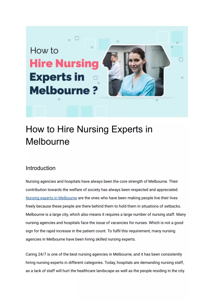 how to hire nursing experts in melbourne