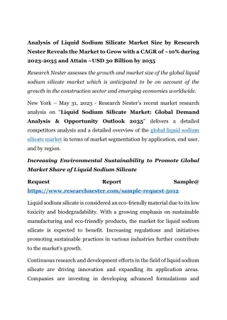 analysis of liquid sodium silicate market size