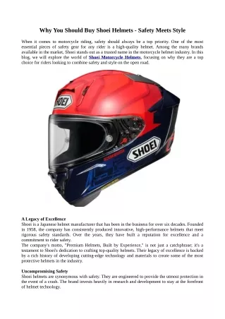 Why You Should Buy Shoei Helmets - Safety Meets Style
