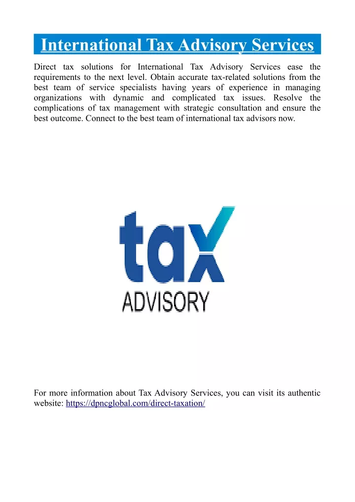 international tax advisory services