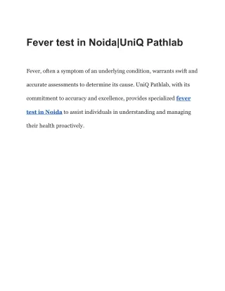 fever test in noida uniq pathlab
