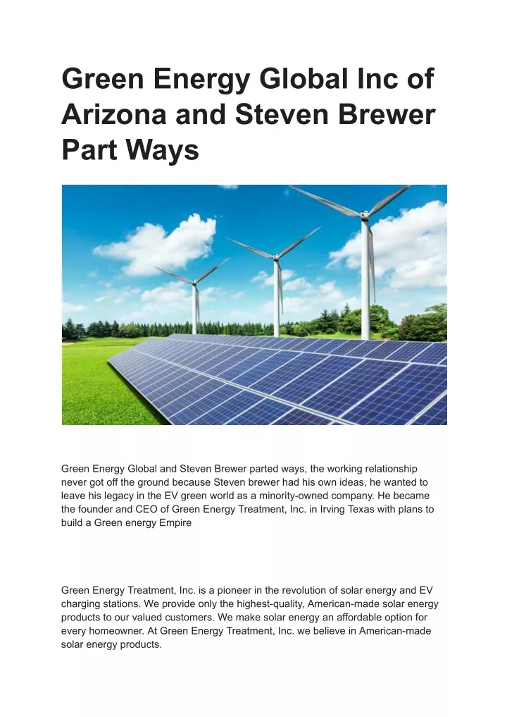 green energy global inc of arizona and steven