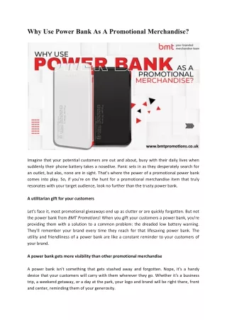 Why Use Power Bank As A Promotional Merchandise?