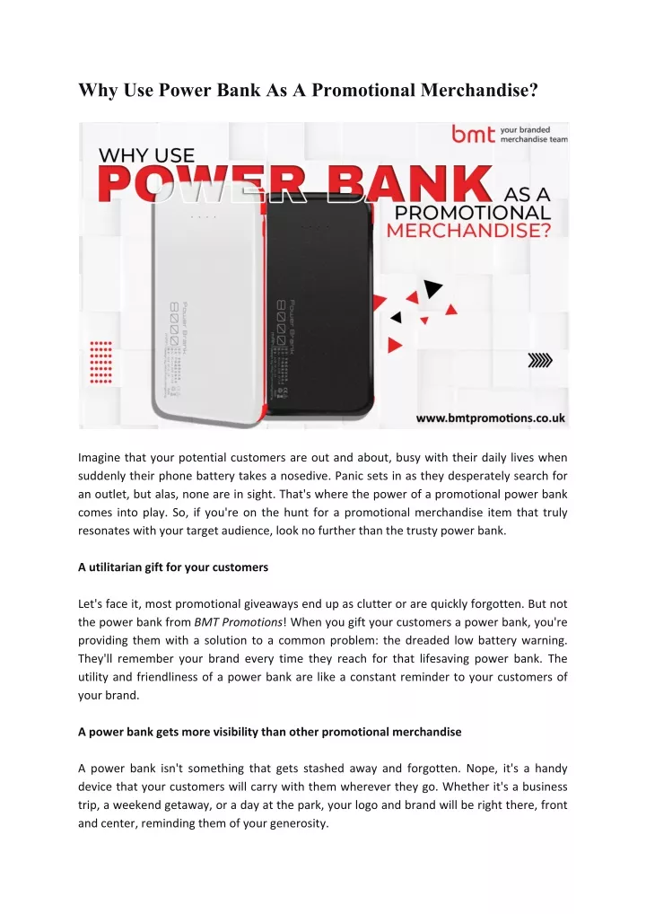 why use power bank as a promotional merchandise