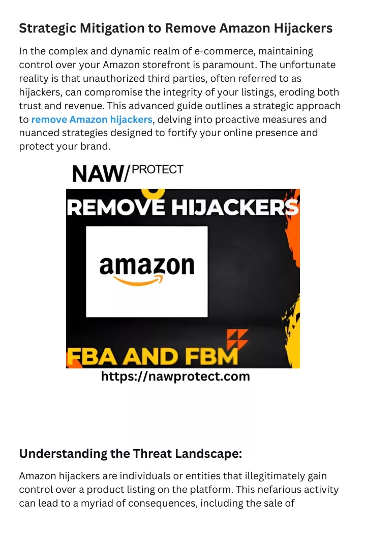 strategic mitigation to remove amazon hijackers