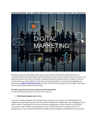 Maximizing ROI How a Digital Marketing Company Can Skyrocket Your Business