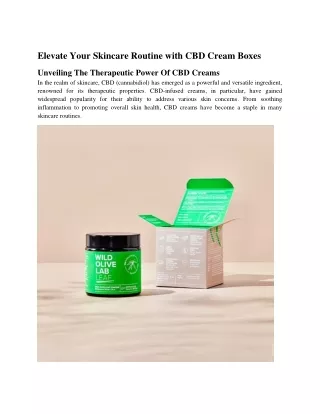 Elevate Your Skincare Routine with CBD Cream Boxes