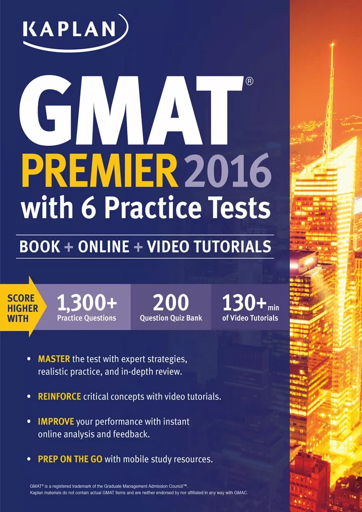 kaplan gmat premier 2016 with 6 practice tests
