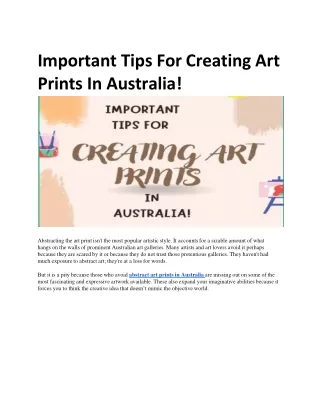 Important tips for creating art prints in Australia.