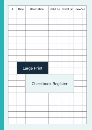 (PDF)FULL DOWNLOAD Large Print Checkbook Register: Checking Account / Personal Check Book Transaction Ledger | Big