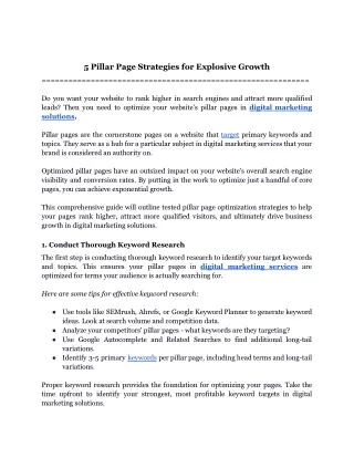 5 pillar page strategies for explosive growth