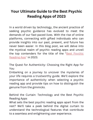 Your Ultimate Guide to the Best Psychic Reading Apps of 2023