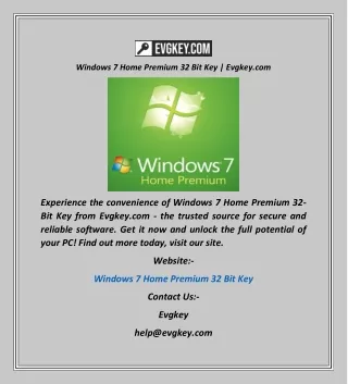 windows 7 home premium 32 bit key evgkey com