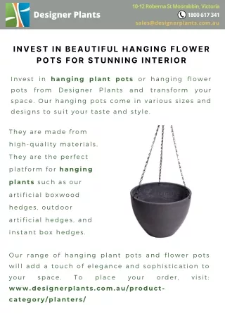 Invest in Beautiful Hanging Flower Pots for Stunning Interior