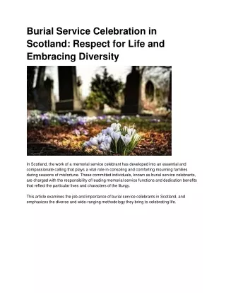 Burial Service Celebration in Scotland