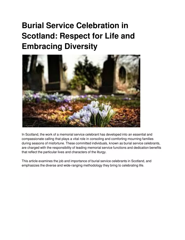 burial service celebration in scotland respect for life and embracing diversity