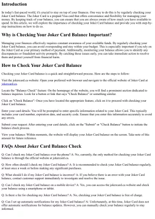 Joker Card Balance Check: Stay on Top of Your Finances