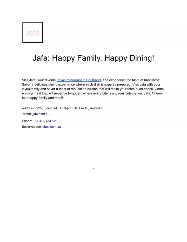 jafa happy family happy dining