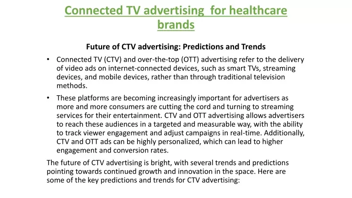 connected tv advertising for healthcare brands