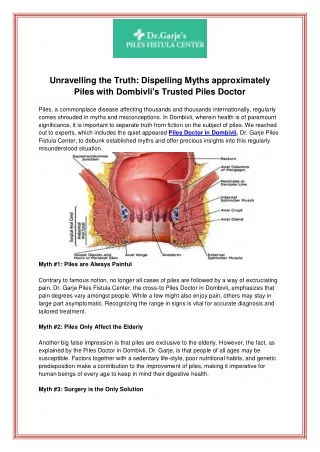 Unravelling the Truth Dispelling Myths approximately Piles with Dombivlis Trusted Piles Doctor