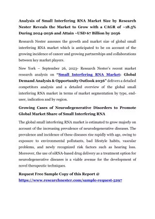 analysis of small interfering rna market size