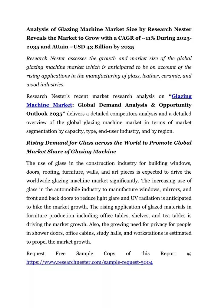 analysis of glazing machine market size