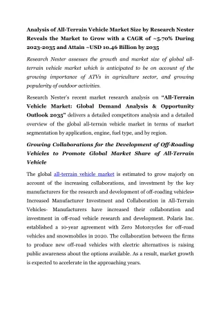 analysis of all terrain vehicle market size