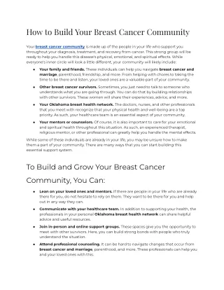 How to Build Your Breast Cancer Community