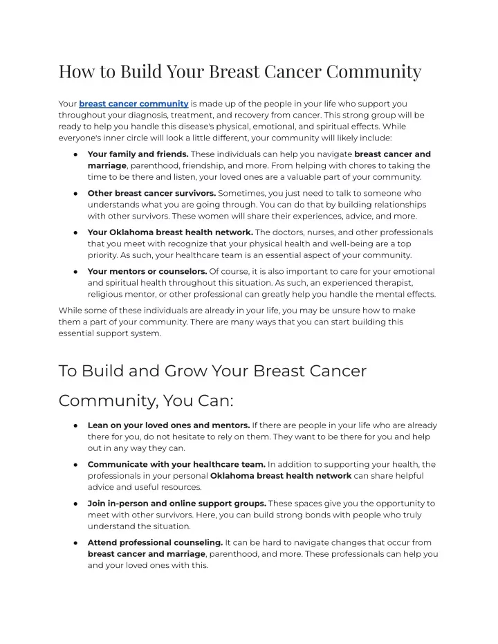 how to build your breast cancer community