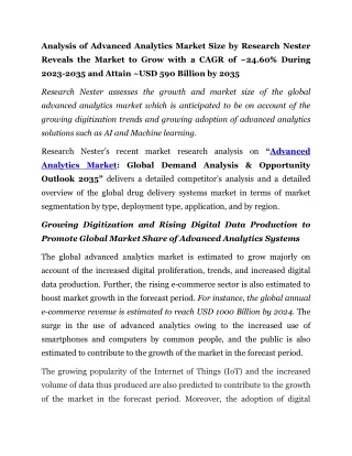 analysis of advanced analytics market size